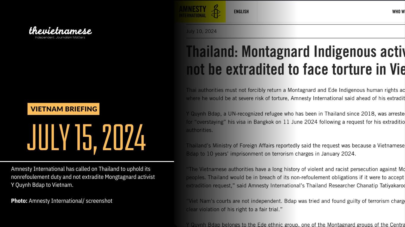Amnesty International Urges Thai Authorities to Halt Extradition of Montagnard Activist Y Quynh Bdap